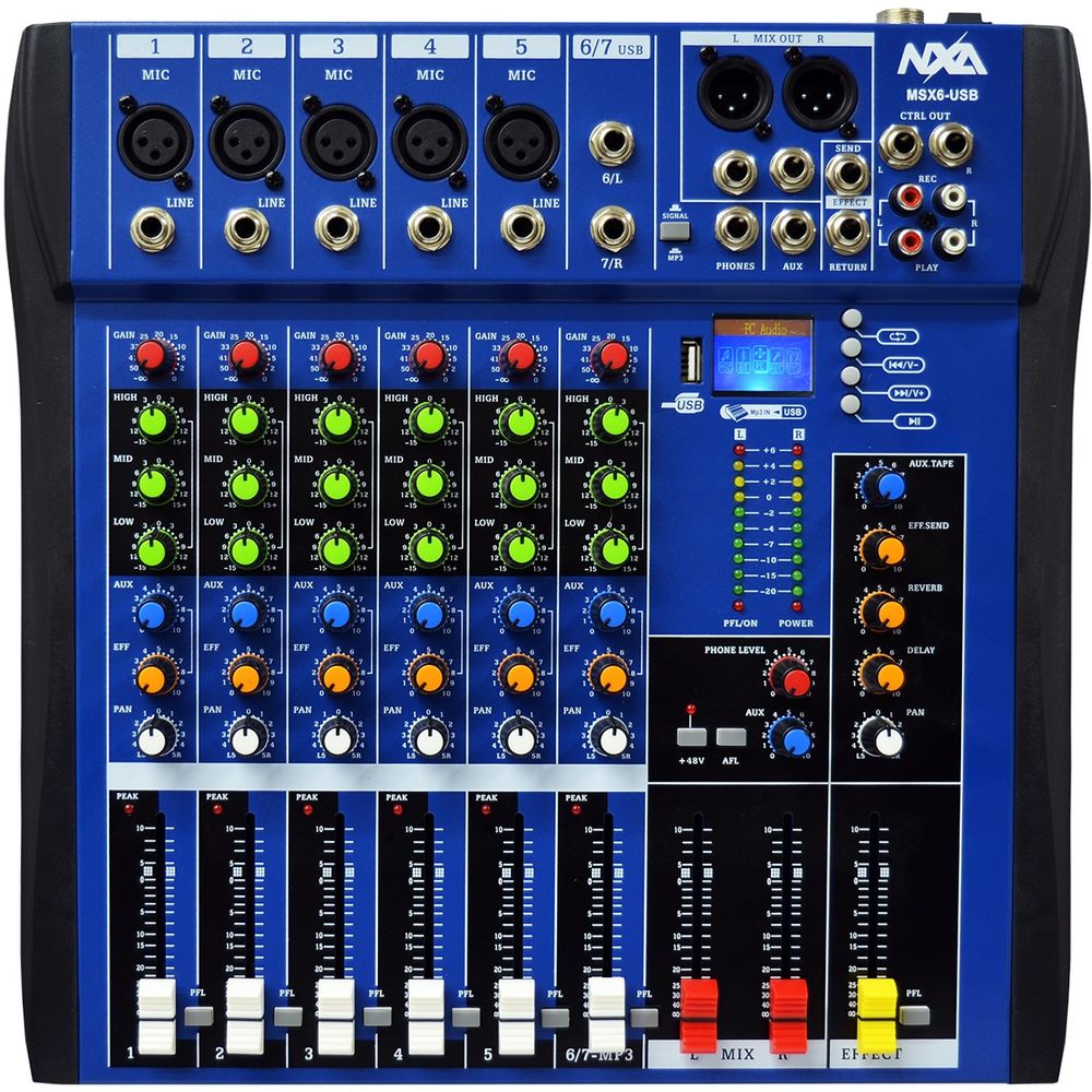 Mesa de Som 6 Canais Com Bluetooth, EFX e USB MSX-6 USB - NXA | Mesas ...