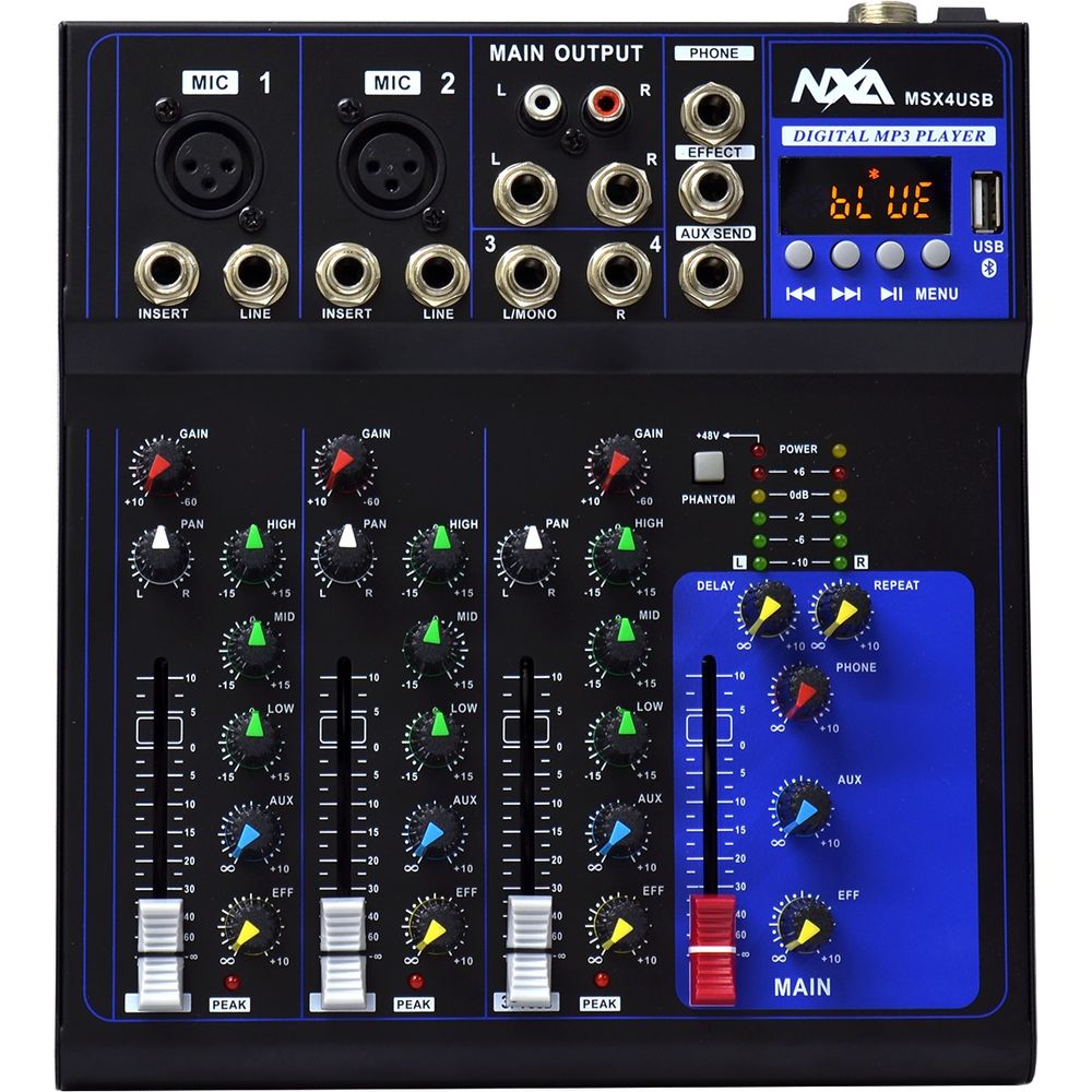 Mesa de Som Compacta 4 Canais Com Bluetooth, EFX e USB MSX-4 USB - NXA ...