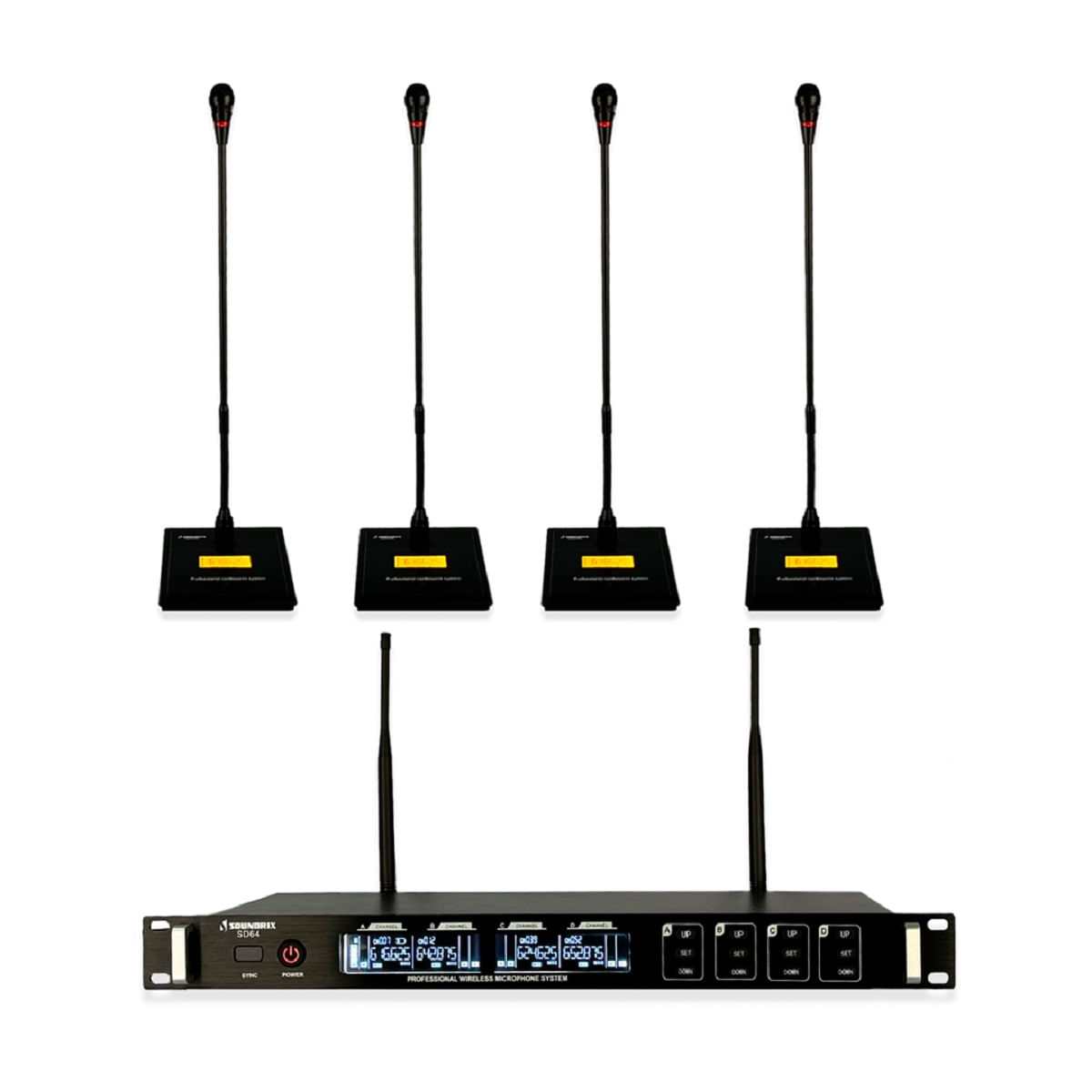 Microfone-Sem-Fio-Com-4-Microfones-Gooseneck-SD-64-G---Soundrix